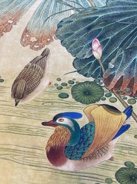 Miao Jiahui 繆嘉慧 (1831-1901): Quatre rouleaux aux oiseaux et fleurs, encre et couleurs sur soie