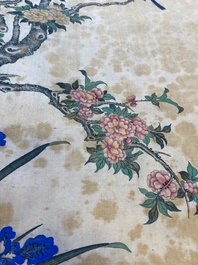 Miao Jiahui 繆嘉慧 (1831-1901): Quatre rouleaux aux oiseaux et fleurs, encre et couleurs sur soie