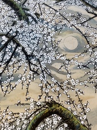 Tao Lengyue 陶冷月 (1895-1985): 'Plum tree under the moonlight night', ink and colour on paper