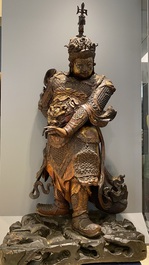 A very large Chinese gilt-lacquered wood figure of Weituo, 17th C.