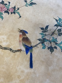 Miao Jiahui 繆嘉慧 (1831-1901): Quatre rouleaux aux oiseaux et fleurs, encre et couleurs sur soie