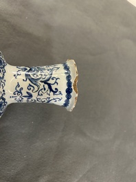 A fine Dutch Delft blue and white five-piece garniture, 1st quarter 18th C.