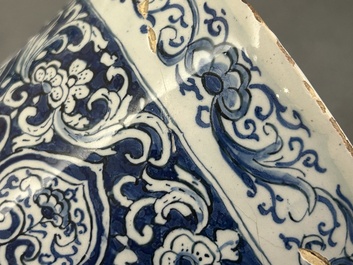 A fine Dutch Delft blue and white five-piece garniture, 1st quarter 18th C.