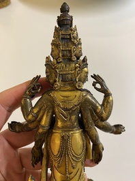 A Sino-Tibetan gilt bronze Avalokitesvara, probably 19th C.