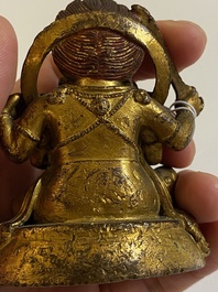 Een Sino-Tibetaanse vergulde bronzen Mahakala, 19e eeuw
