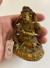 A Sino-Tibetan gilt bronze Mahakala, 19th C.