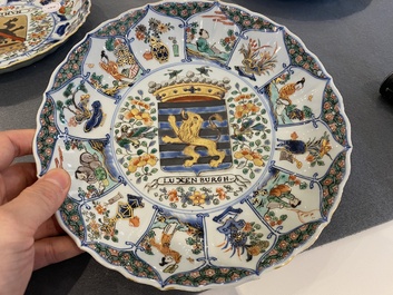 A Chinese famille verte armorial 'provinces' dish with the arms of Luxemburg, Kangxi/Yongzheng