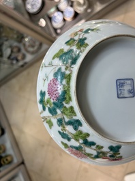 A Chinese famille rose plate and a jardini&egrave;re, Yongzheng and Hongxian mark, Republic