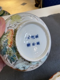 Six Chinese porcelain brush washers, 19/20th C.