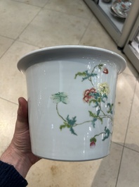 A Chinese famille rose plate and a jardini&egrave;re, Yongzheng and Hongxian mark, Republic