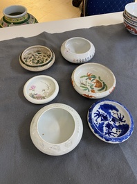 Six Chinese porcelain brush washers, 19/20th C.