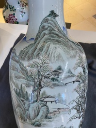 Deux vases en porcelaine de Chine qianjiang cai &agrave; d&eacute;cor de paysages montagneux, sign&eacute;s Hu Zhongzhen 胡仲贞, 19/20&egrave;me