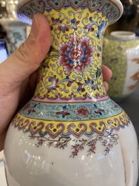 Four Chinese famille rose vases, 20th C.