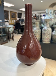 Two Chinese monochrome copper-red and peachbloom-glazed vases, 18/19th C.