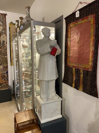 An exceptionally large Chinese white-glazed Mao Zedong sculpture, Cultural Revolution, dated 1967