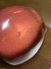 Two Chinese monochrome copper-red and peachbloom-glazed vases, 18/19th C.