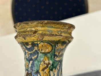 A polychrome Italian maiolica pharmacy bottle, 17th C.