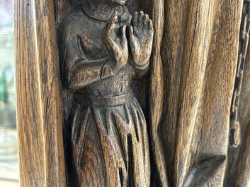 A large Flemish oak sculpture of Ursula with eight virgins, probably Malines, 16th C.