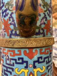 A large Chinese cloisonn&eacute; Tibetan-style 'duomuhu' ewer, marked, Republic