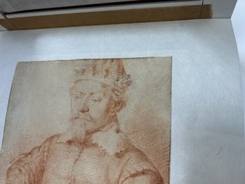Cornelis Visscher II (1628-1658, attr. to): 'Portrait of a king', red chalk on paper