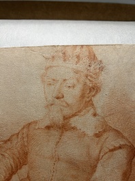 Cornelis Visscher II (1628-1658, attr. &agrave;): 'Portrait d'un roi', sanguine sur papier