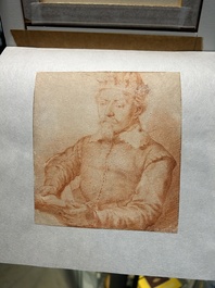 Cornelis Visscher II (1628-1658, attr. &agrave;): 'Portrait d'un roi', sanguine sur papier