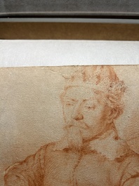 Cornelis Visscher II (1628-1658, attr. to): 'Portrait of a king', red chalk on paper