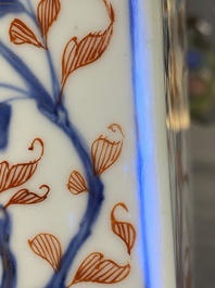 A pair of square Chinese Imari-style bottles, Kangxi