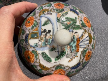 17 stukken uit een Chinees Canton famille verte theeservies, 19e eeuw