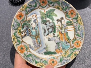 17 stukken uit een Chinees Canton famille verte theeservies, 19e eeuw