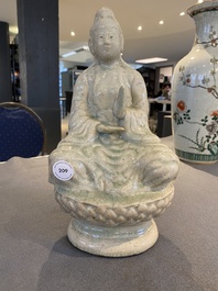 A celadon-glazed figure of Quan Am, North-Vietnam, 17/18th C.