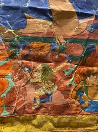 Grand thangka figurant Yamantaka, Tibet, 19&egrave;me