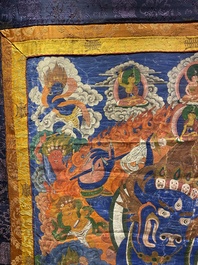 Grand thangka figurant Yamantaka, Tibet, 19&egrave;me