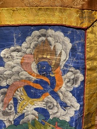 Grand thangka figurant Yamantaka, Tibet, 19&egrave;me