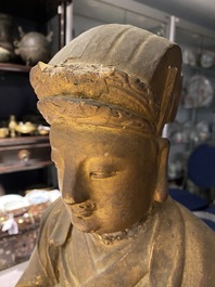 A large Chinese gilded stucco and wood sculpture of the Taoist Jade Emperor, 17th C.