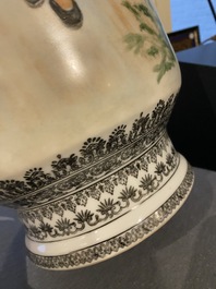 Two Chinese rouleau vases with Cultural Revolution design, signed Zhang Jian 章鑒 and dated 1968 and 1972