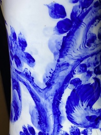 An exceptionally large Japanese blue and white Arita 'tigers' vase, Meiji, 19th C.