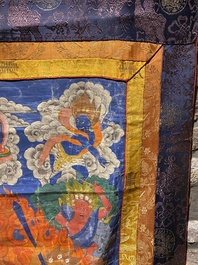 Grand thangka figurant Yamantaka, Tibet, 19&egrave;me