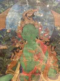 Een thangka met Groene Tara, Tibet, 17e eeuw