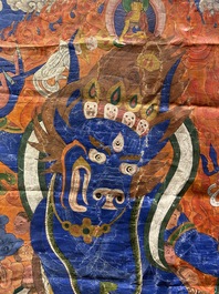 Grand thangka figurant Yamantaka, Tibet, 19&egrave;me