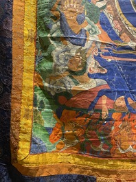 Grand thangka figurant Yamantaka, Tibet, 19&egrave;me