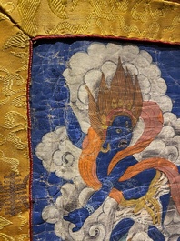 Grand thangka figurant Yamantaka, Tibet, 19&egrave;me