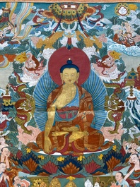 Deux thangkas figurant Bouddha Shakyamuni, Tibet, 19/20&egrave;me