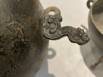 A rare Chinese bronze ritual 'Dui' food vessel and cover, Warring States period