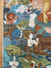 Twee thangka's met Shakyamuni Boeddha, Tibet, 20e eeuw