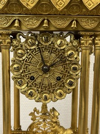 An impressive three-piece gilt bronze chinoiserie clock garniture, France, 19th C.