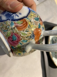 Six Chinese blue and white and famille rose porcelain wares, Kangxi and later