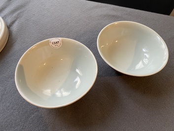 A pair of Chinese monochrome ruby-pink bowls, Jiaqing mark and of the period