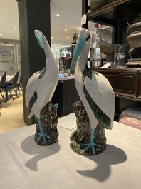 A pair of large Chinese white cranes, Qing