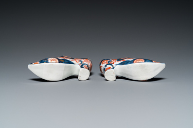 A pair of Imari-style miniature shoes after Dutch Delft examples, probably Samson, France, 19th C.